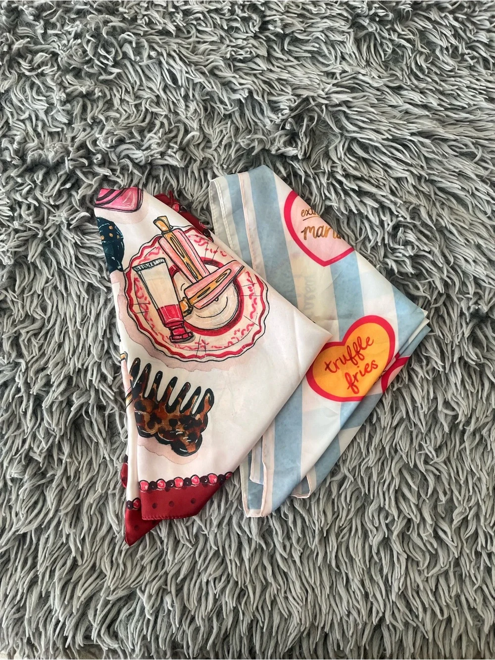 Nikki Ackerman x Anthropologie Hair Scarfs in Hearts and Makeup